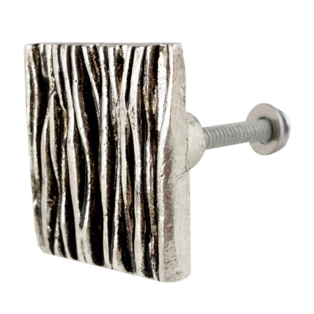 Square Bark Shape Antique Silver Aluminium Cabinet Knob